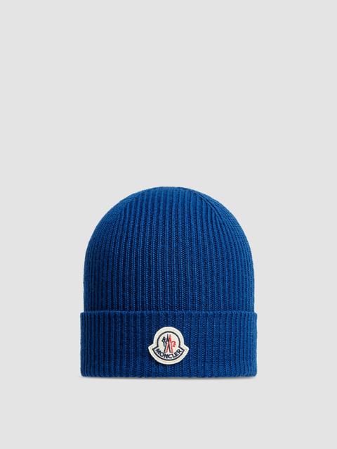 Wool Beanie Men Electric Blue Moncler