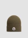 Wool Beanie Men Olive Green Moncler