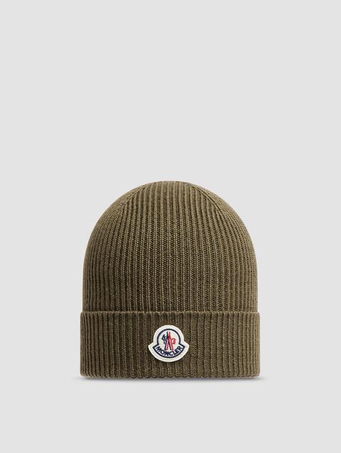 Wool Beanie Men Olive Green Moncler