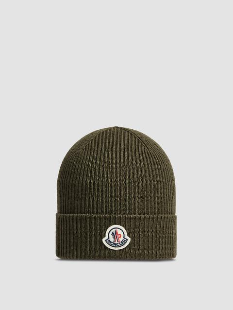 Wool Beanie Men Olive Green Moncler