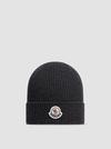 Wool Beanie Men Dark Grey Moncler