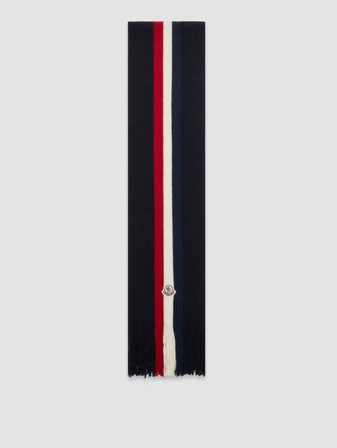 Tricolor Wool Scarf Men Black Moncler