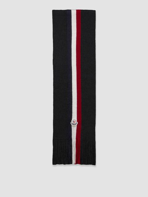 Tricolor Wool Scarf Men Black Moncler