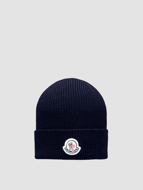 Wool Beanie Gender Neutral Navy Blue Moncler