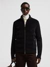 Padded Wool & Velvet Cardigan Men Black Moncler