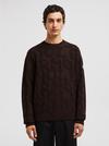 Logo Pattern Wool Sweater Men Dark Brown Moncler