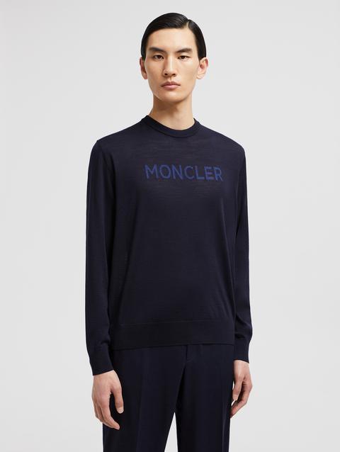 Logo Wool Sweater Men Royal Blue Moncler