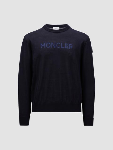 Logo Wool Sweater Men Royal Blue Moncler