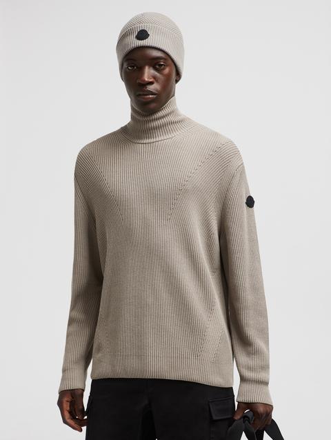 Cotton Turtleneck Sweater Men Beige Moncler