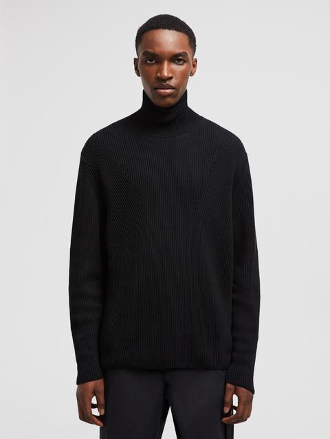 Cotton Turtleneck Sweater Men Black Moncler