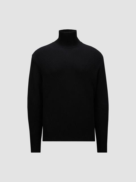 Cotton Turtleneck Sweater Men Black Moncler