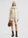 Beauvais Hooded Shearling Short Down Jacket Women Beige Moncler