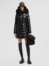 Fulmarus Faux Fur-Trimmed Hooded Long Down Jacket Women Black Moncler