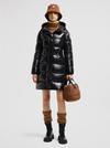 Bellevue Hooded Long Down Jacket Women Black Moncler