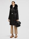 Leersie Hooded Shearling Long Down Jacket Women Black Moncler