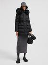 Aphroti Hooded Shearling Long Down Jacket Women Black Moncler