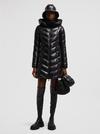 Marus Hooded Diamond-Quilted Long Down Jacket Women Black Moncler