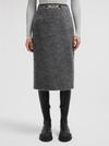 Wool & Mohair Midi Skirt Women Grey Moncler