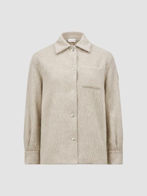 Wool & Mohair Shirt Jacket Women Light Beige Moncler