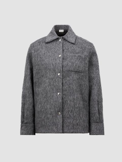 Wool & Mohair Shirt Jacket Women Grey Moncler