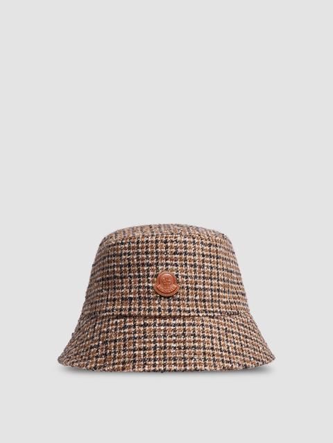 Wool Blend Bucket Hat Women Beige & Black Moncler