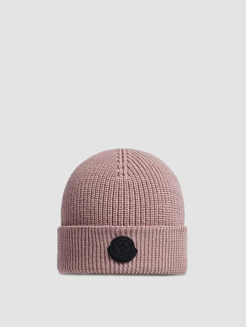 Wool Blend Logo Patch Beanie Women Light Pink Moncler