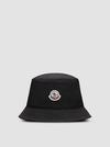 Cotton Blend Bucket Hat Women Black Moncler