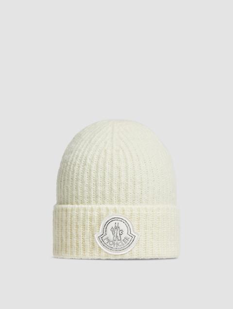 Wool Blend Beanie Women Off White Moncler