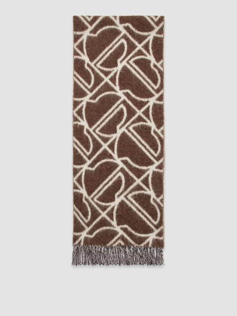 Logo Wool & Alpaca Scarf Women Beige & Brown Moncler