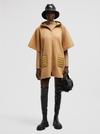 Hooded Wool Down Cape Women Camel Beige Moncler