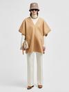 Wool Blend Cape Women Camel Beige Moncler