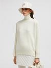 Embroidered Logo Wool & Cashmere Sweater Women Milk White Moncler