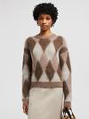 Argyle Wool & Mohair Sweater Women Beige & Brown Moncler