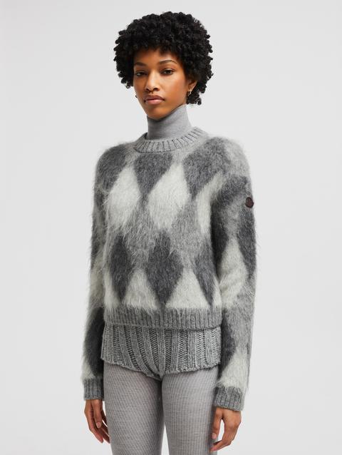 Argyle Wool & Mohair Sweater Women Grey Moncler