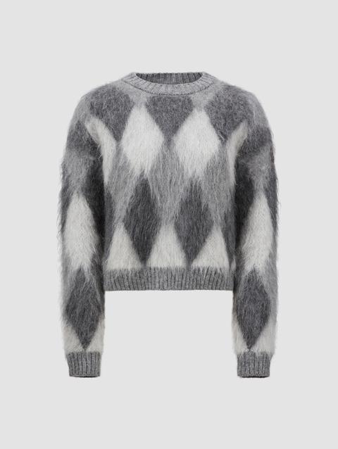 Argyle Wool & Mohair Sweater Women Grey Moncler