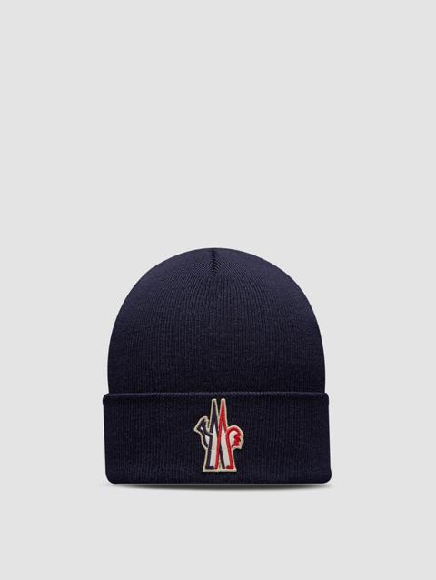 Pure Wool Beanie Men Navy Blue Moncler