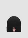 Pure Wool Beanie Men Black Moncler