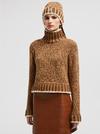 Wool Blend Turtleneck Sweater Women Brown Moncler