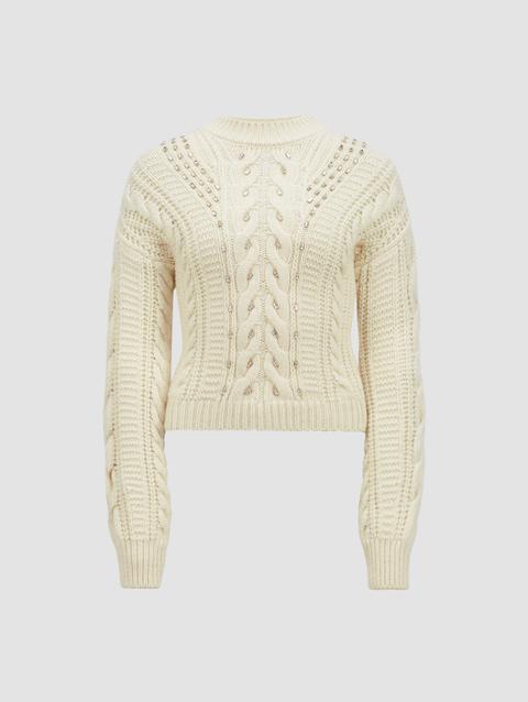 Embroidered Mohair & Wool Sweater Women White Moncler