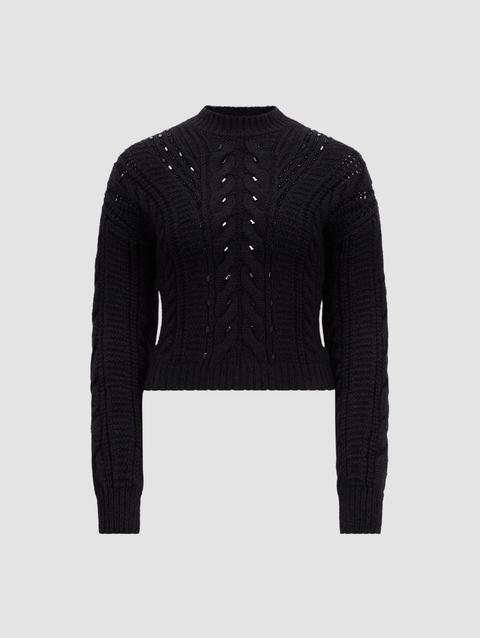 Embroidered Mohair & Wool Sweater Women Black Moncler