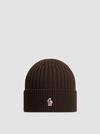 Wool Beanie Men Brown Moncler