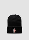 Wool Beanie Men Black Moncler