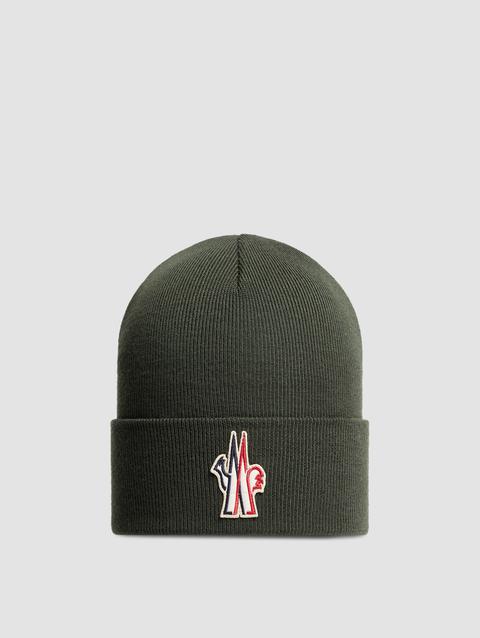 Wool Beanie Men Dark Green Moncler