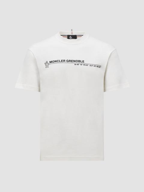 Logo Cotton T-Shirt Men Snow White Moncler