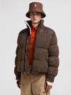 Kochel Wool & Shearling Short Down Jacket Men Brown Moncler