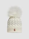 Wool Beanie With Pom Pom Women White Moncler