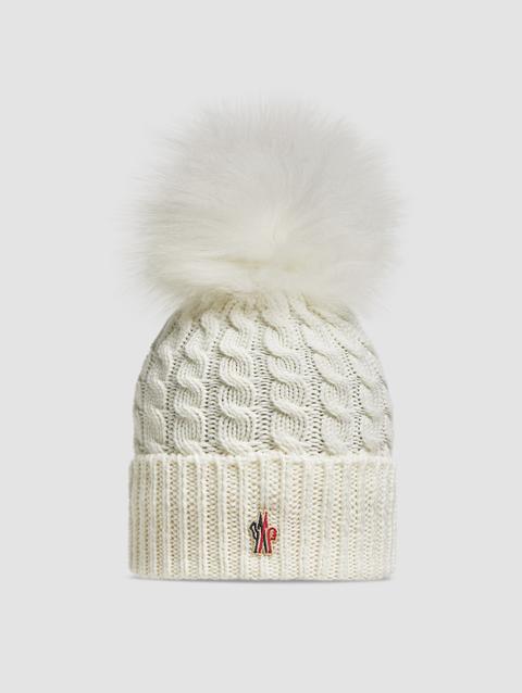 Wool Beanie With Pom Pom Women White Moncler