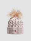 Wool Beanie With Pom Pom Women Light Beige Moncler