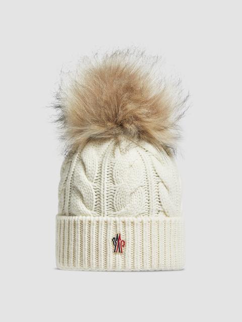 Wool & Cashmere Beanie With Pom Pom Women White Moncler