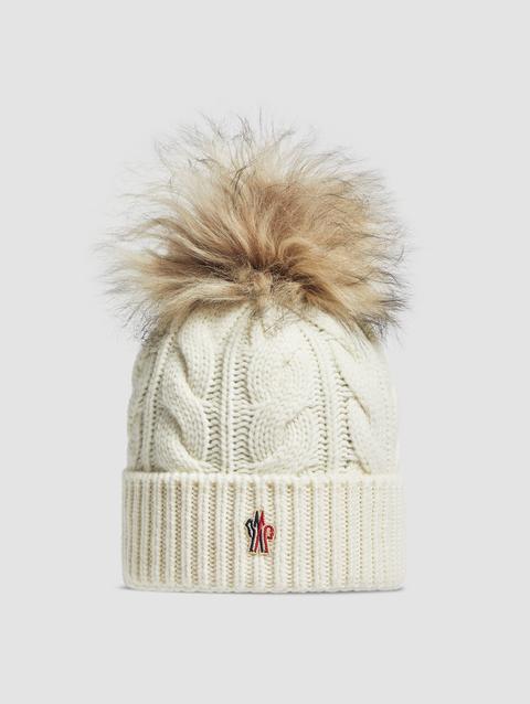 Wool & Cashmere Beanie With Pom Pom Women White Moncler